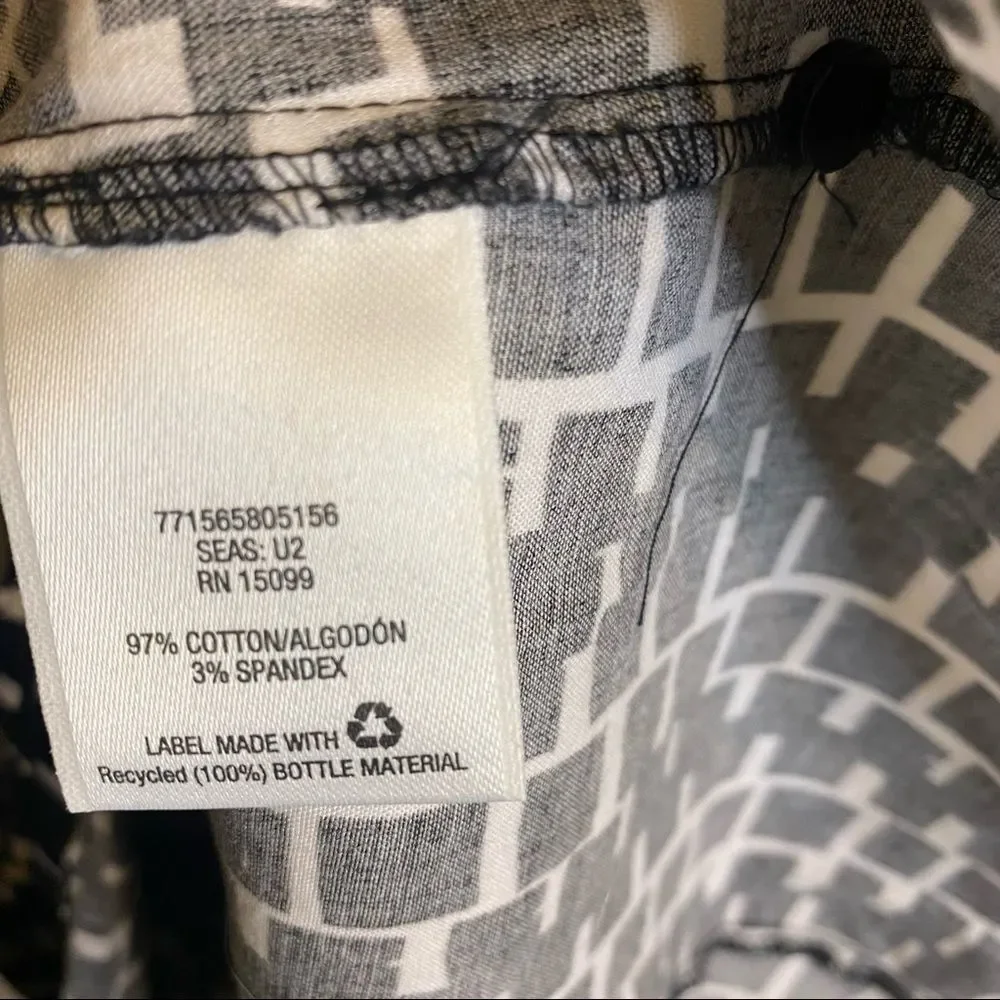 Covington Black & White Womens Button Up Short Sleeve Blouse Shirt Size XL - Picture 5 of 6